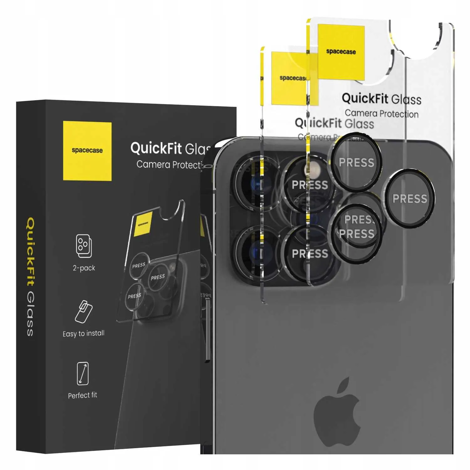 Szkło na aparat z aplikatorem QuickFit Spacecase do iPhone 13 Pro/Max – zestaw