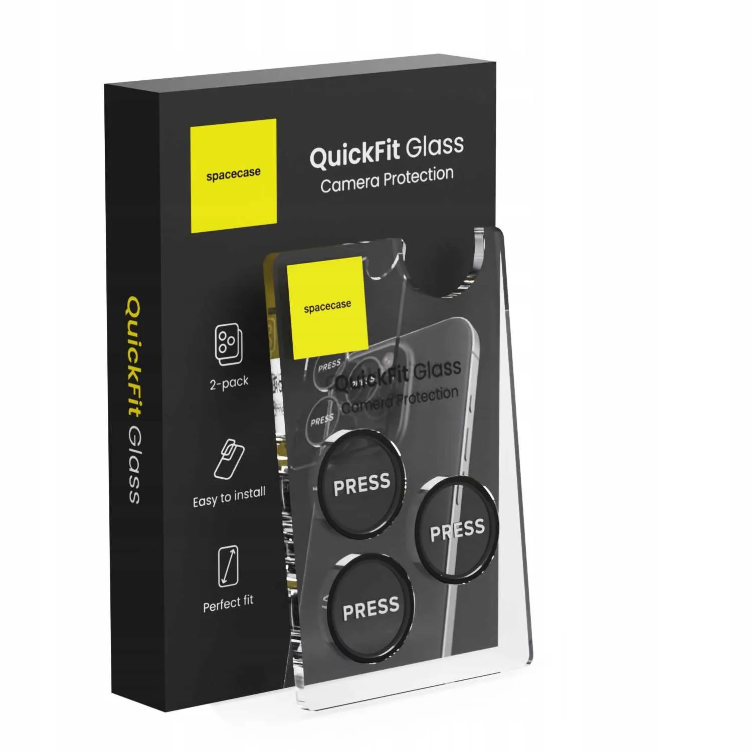 Szkło ochronne Spacecase QuickFit Camera do iPhone 16 Pro/Max to niezawodna tarcza dla aparatu