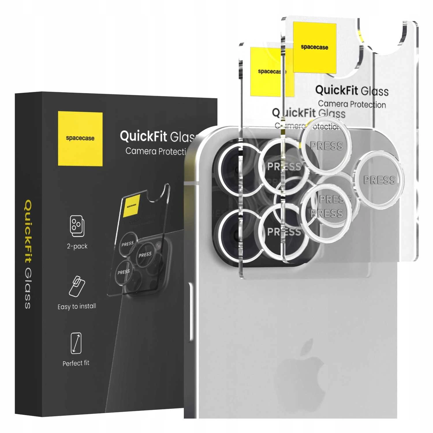Szkło na aparat z aplikatorem QuickFit Spacecase do iPhone 16 Pro/Max – zestaw