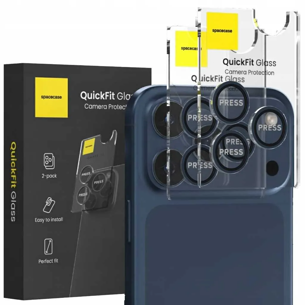 Szkło na aparat z aplikatorem QuickFit Spacecase do iPhone 17 Pro / 17 Pro Max – zestaw