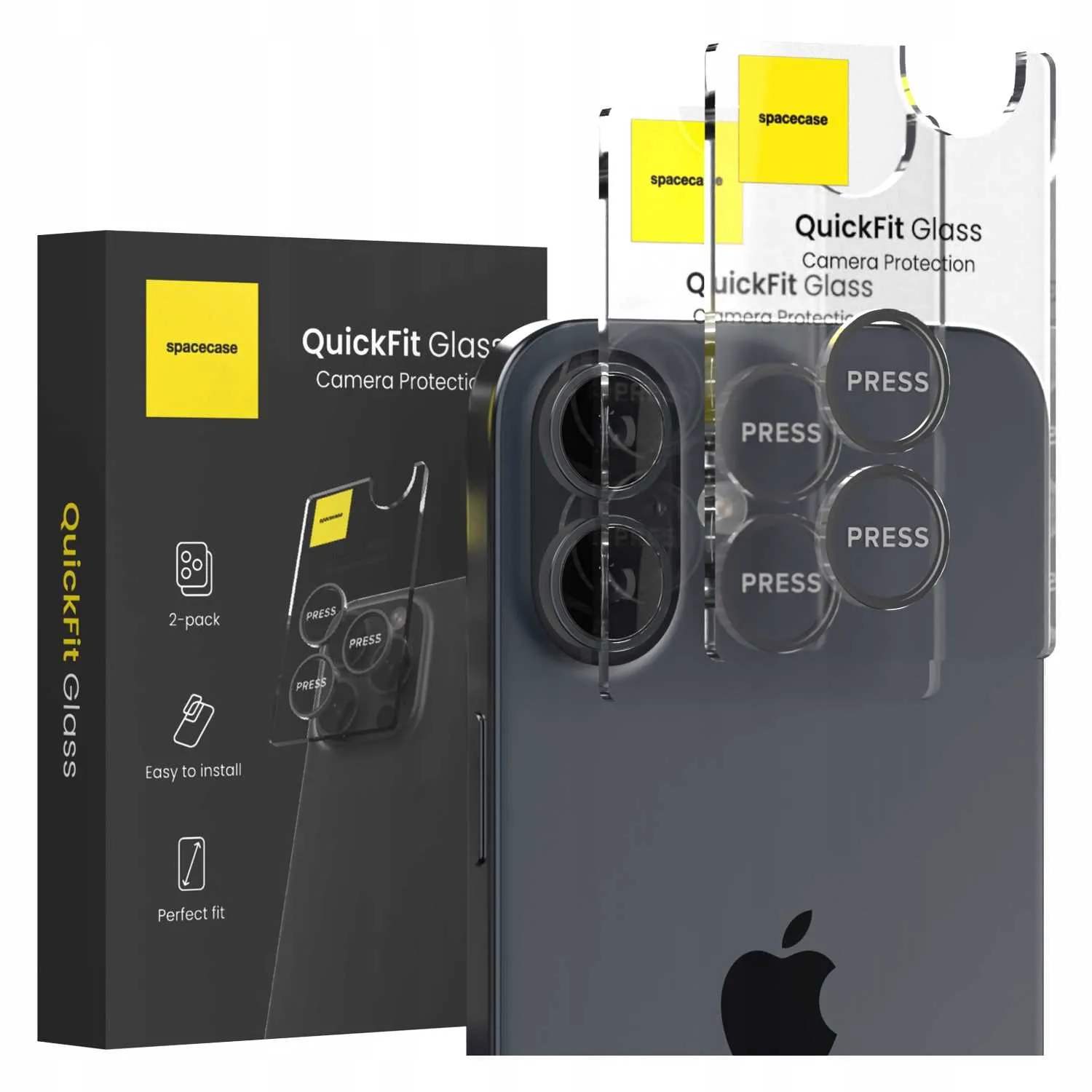 Szkło na aparat z aplikatorem QuickFit Spacecase do iPhone 17 – zestaw