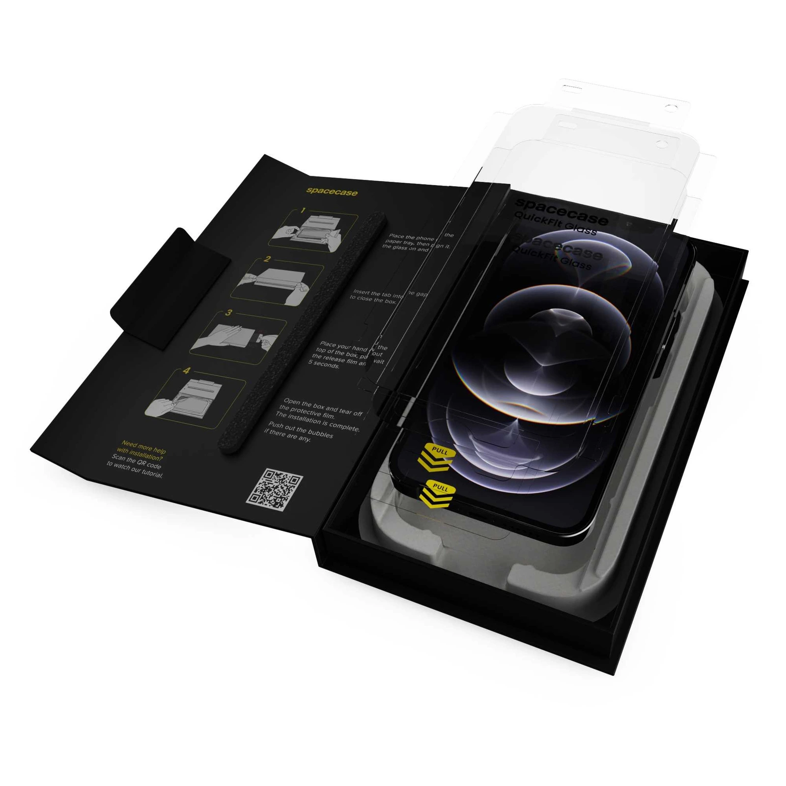 Biodegradowalne opakowanie z aplikatorem QuickFit do iPhone 12 Pro Max
