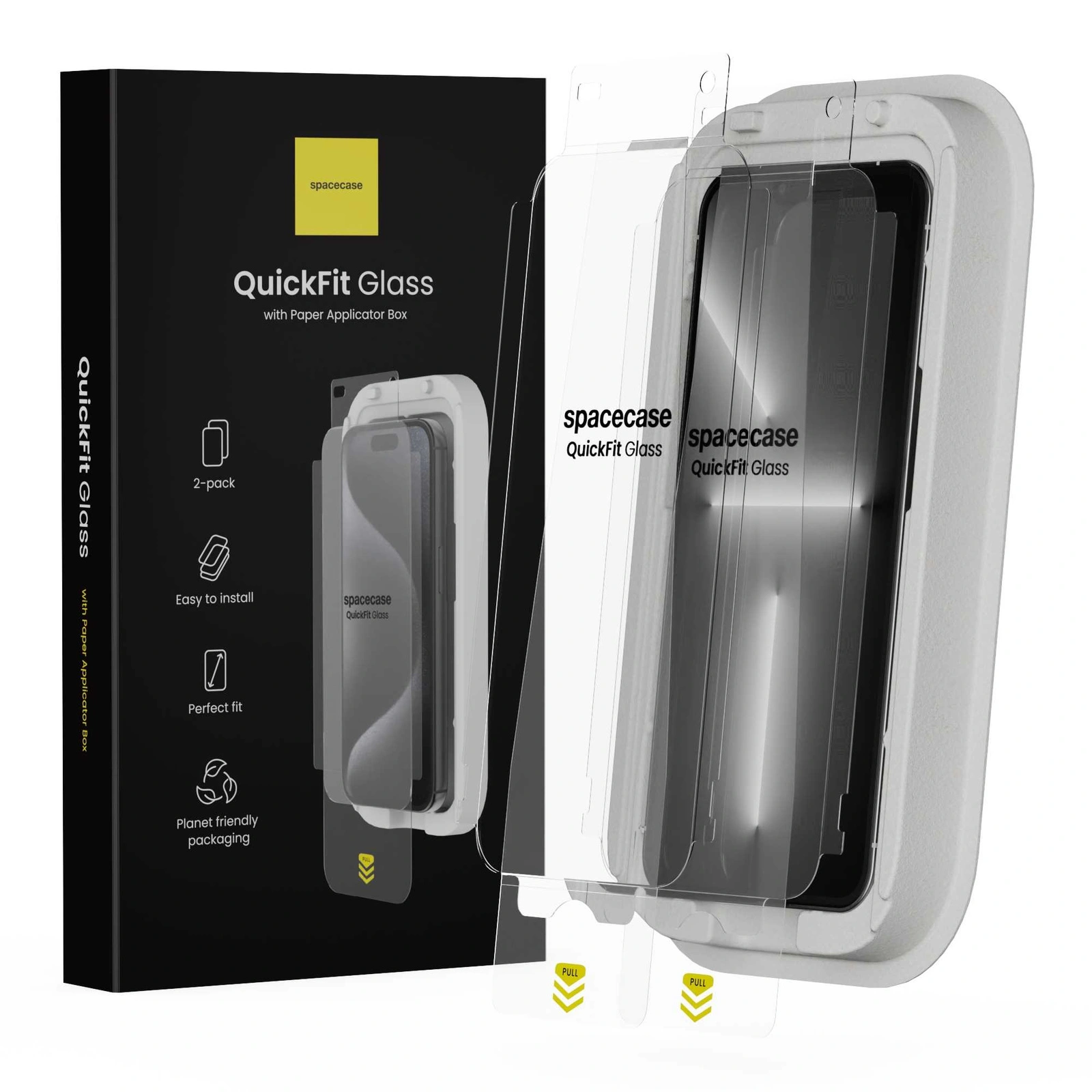 Szkło hartowane z aplikatorem Spacecase do iPhone 13 Pro Max/14 Plus – zestaw