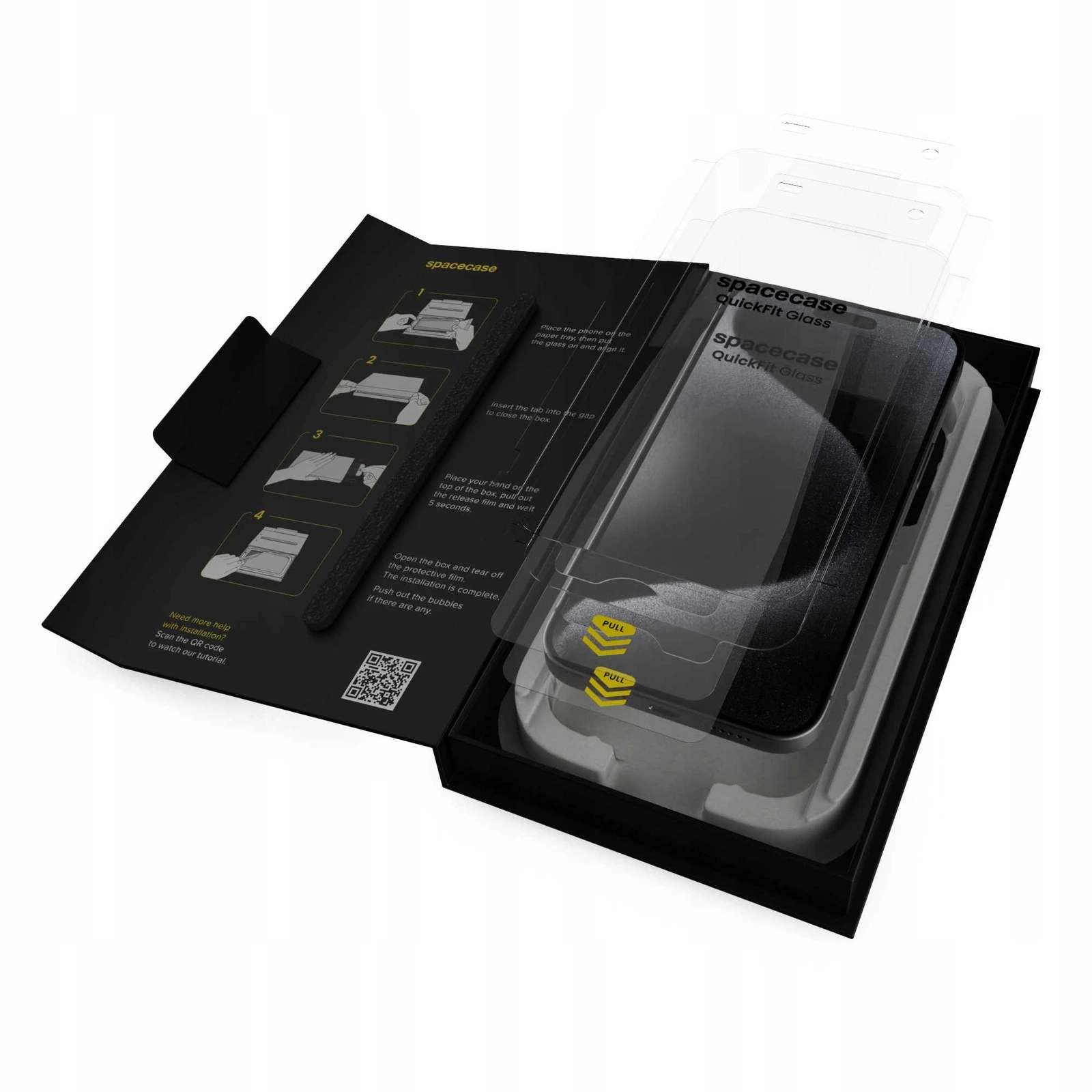 Biodegradowalne opakowanie z aplikatorem QuickFit do iPhone 15 Pro Max
