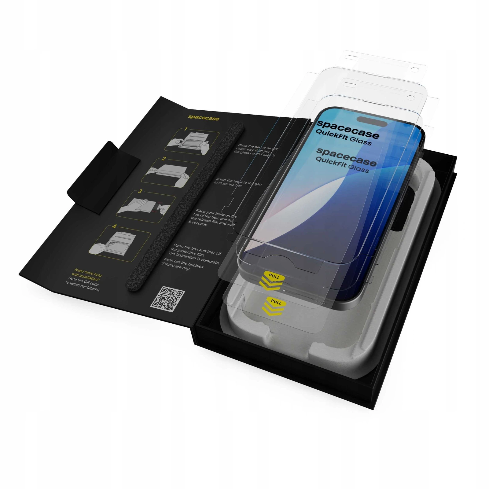 Biodegradowalne opakowanie z aplikatorem QuickFit do iPhone 16 Pro