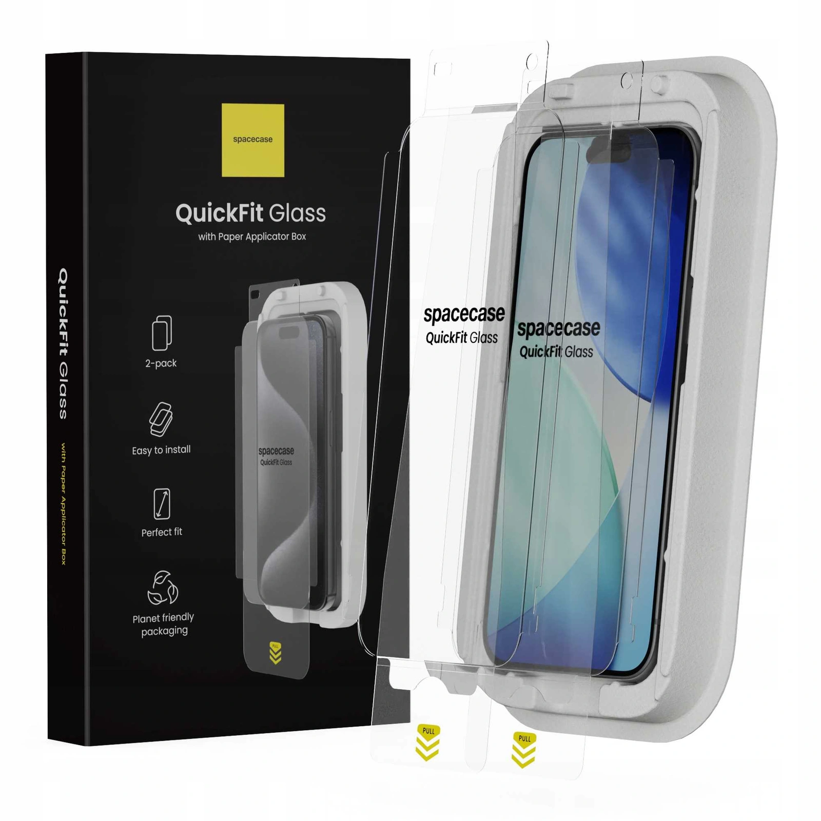 Szkło hartowane z aplikatorem Spacecase do iPhone 16 Pro/17/17 Pro – zestaw