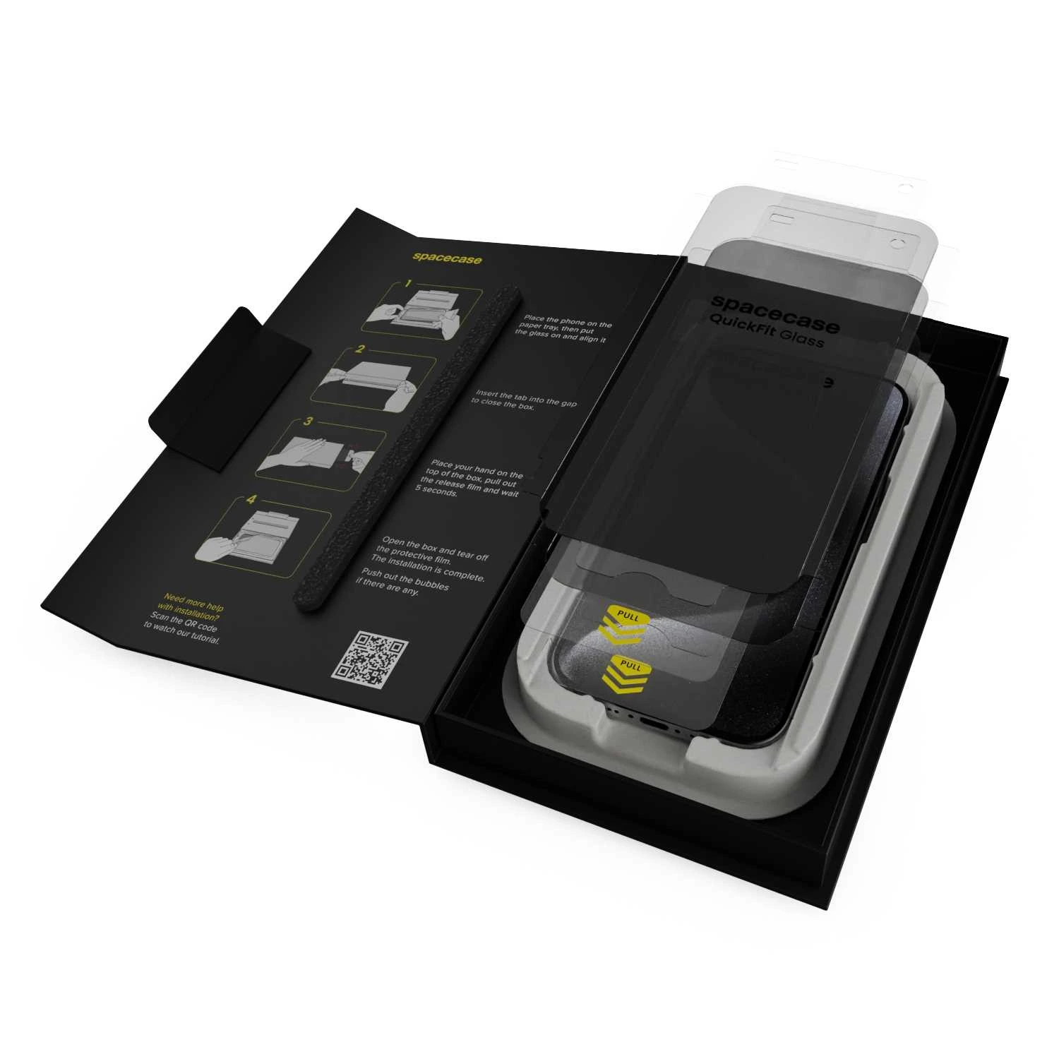 Biodegradowalne opakowanie z aplikatorem QuickFit Privacy do iPhone 15 Pro