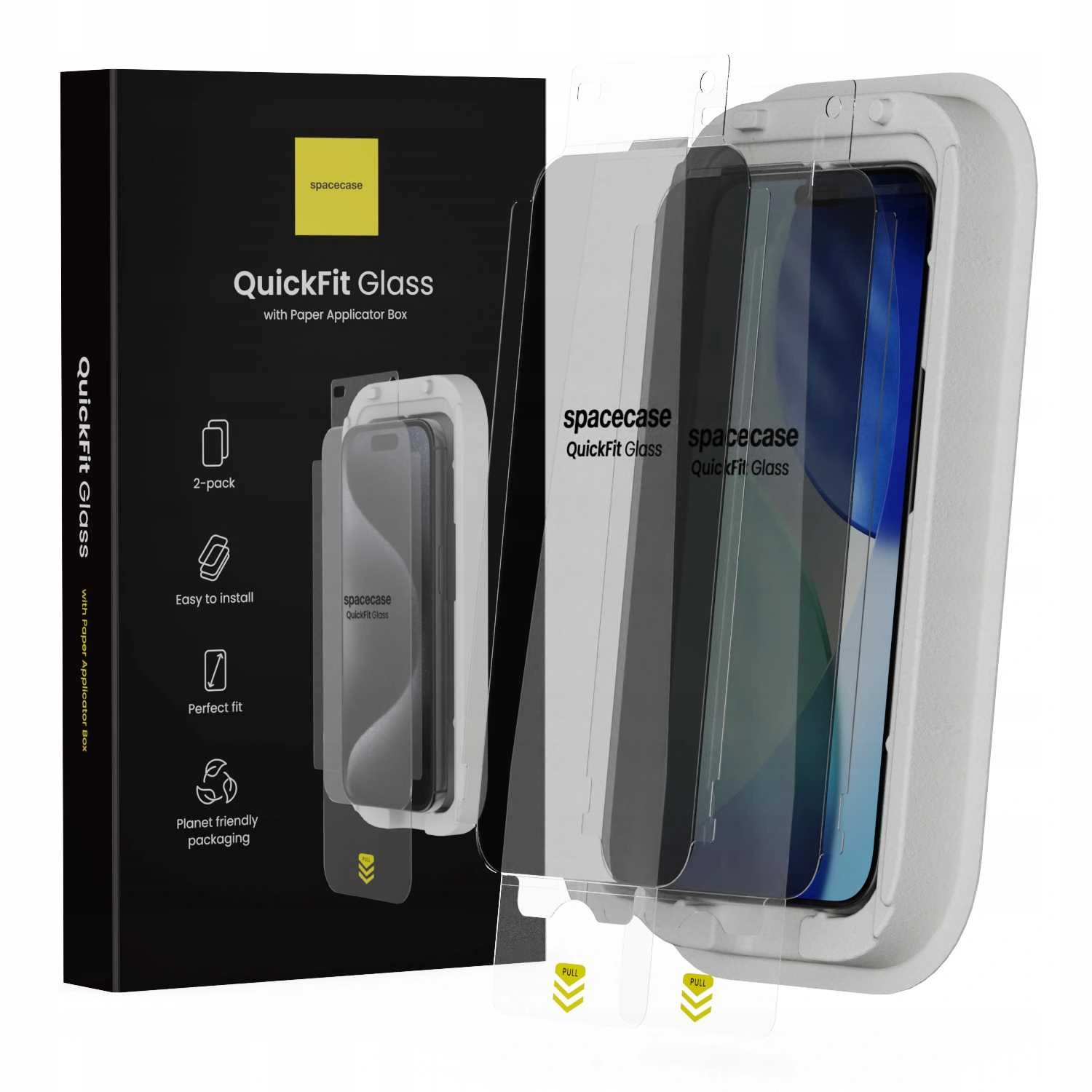 Szkło prywatyzujące z aplikatorem Spacecase do iPhone 16 Pro Max/17 Pro Max – zestaw
