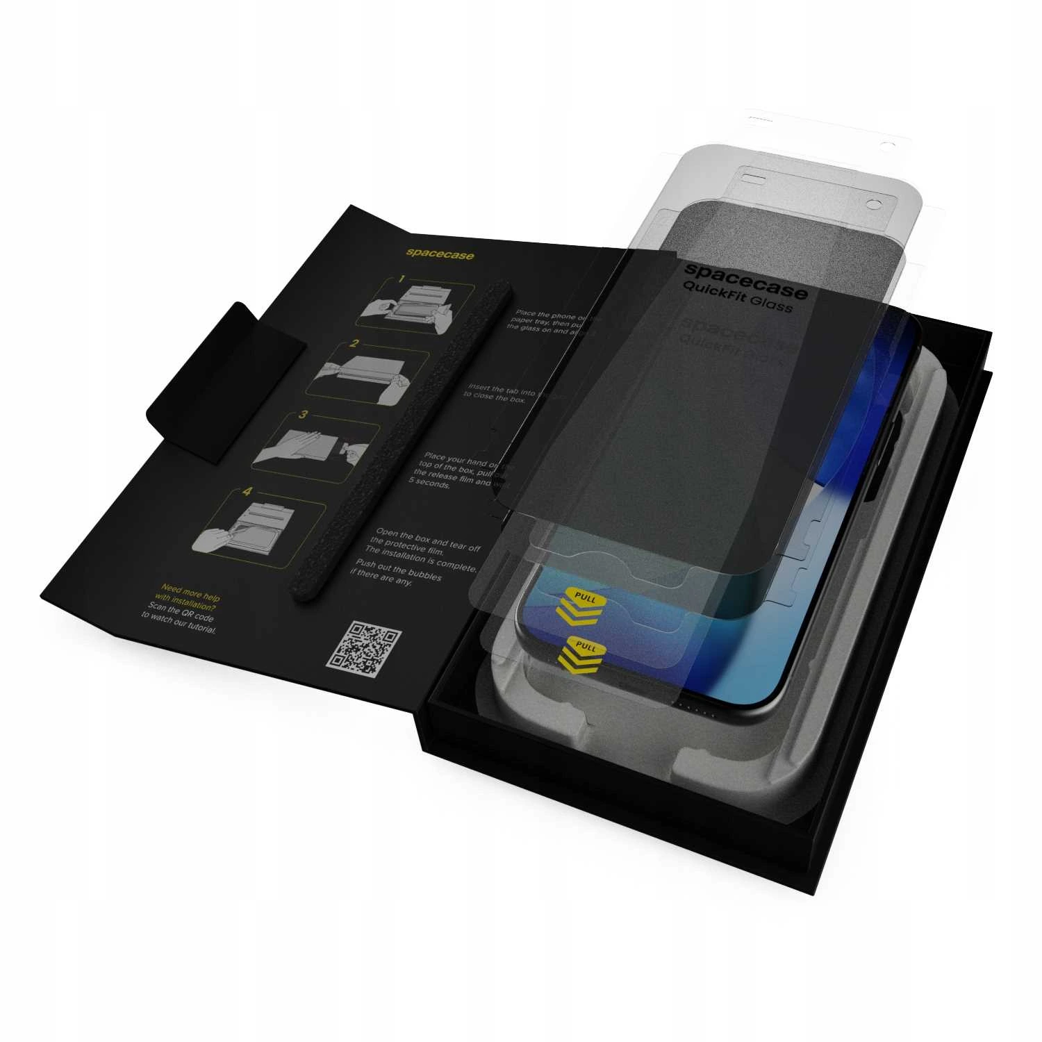 Biodegradowalne opakowanie z aplikatorem QuickFit Privacy do iPhone 16 Pro Max/17 Pro Max