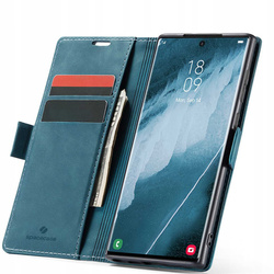 Etui z klapką Spacecase Wallet do Galaxy S22 Ultra niebieskie