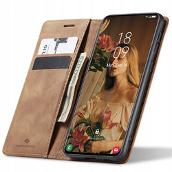 Etui z klapką Spacecase Wallet do Galaxy S21 jasno brązowe