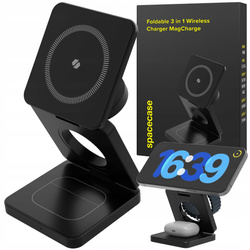 Ładowarka indukcyjna Spacecase MagSafe 3w1 czarna