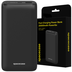 Powerbank Spacecase PowerGo 20000mAh PD 20W, USB-C, USB-A czarny