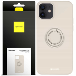 Etui Spacecase Silicone Ring do iPhone 12/12 Pro kremowe