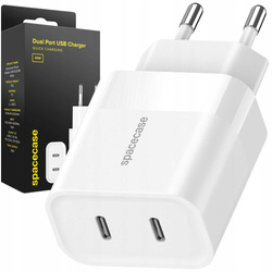 Ładowarka sieciowa Spacecase 20W 2x USB-C biała