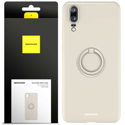 Etui Spacecase Silicone Ring do Huawei P20 kremowe