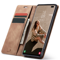 Etui z klapką Spacecase Wallet do Galaxy S10+ jasno brązowe