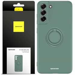 Etui Spacecase Silicone Ring do Galaxy S21 FE ciemno zielone