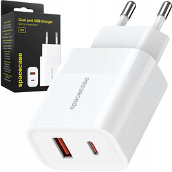 Ładowarka sieciowa Spacecase 20W USB-A, USB-C biała