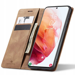 Etui z klapką Spacecase Wallet do Galaxy S21+ jasno brązowe
