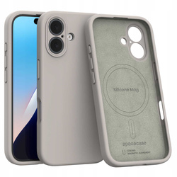 Etui Spacecase Silicone Mag do iPhone 16 jasnoszare