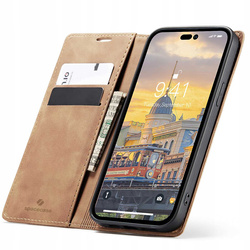 Etui z klapką Spacecase Wallet do iPhone 14 Pro Max jasno brązowe