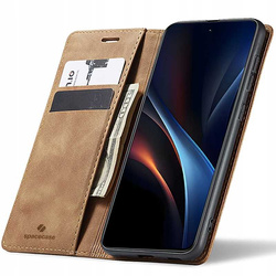 Etui z klapką Spacecase Wallet do Galaxy S25 jasno brązowe