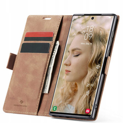 Etui z klapką Spacecase Wallet do Galaxy S22 Ultra jasno brązowe
