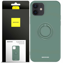 Etui Spacecase Silicone Ring do iPhone 12/12 Pro ciemno zielone