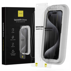 Szkło na ekran Spacecase QuickFit Glass do iPhone 15 Pro - 2 sztuki