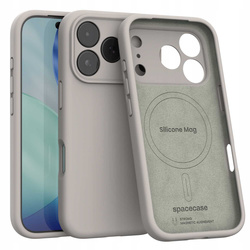 Etui Spacecase Silicone Mag do iPhone 17 Pro Max jasnoszare