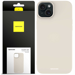 Etui silikonowe Spacecase Silicone Case do iPhone 15 Plus kremowe