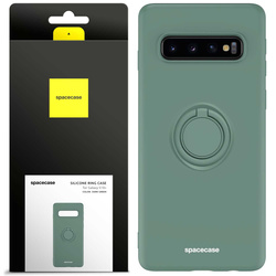 Etui Spacecase Silicone Ring do Galaxy S10+ ciemno zielone