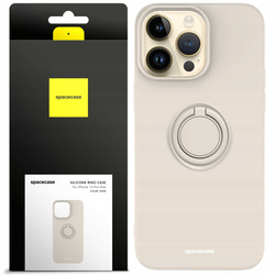 Etui Spacecase Silicone Ring do iPhone 14 Pro Max kremowe