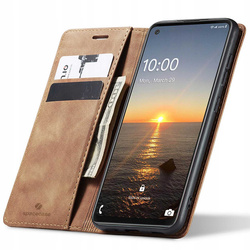 Etui z klapką Spacecase Wallet do Galaxy A21s jasno brązowe