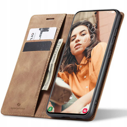 Etui z klapką Spacecase Wallet do Galaxy S21 FE jasno brązowe