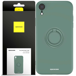 Etui Spacecase Silicone Ring do iPhone Xr ciemno zielone