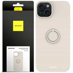 Etui Spacecase Silicone Ring do iPhone 15 Plus kremowe