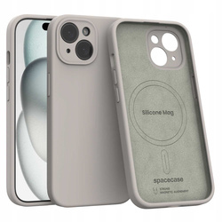 Etui Spacecase Silicone Mag do iPhone 15 jasnoszare