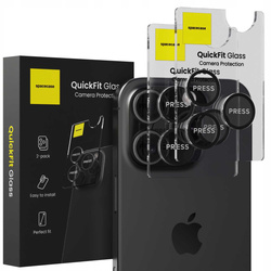 Szkło na aparat Spacecase QuickFit Camera do iPhone 16 Pro/Max czarne - 2 sztuki