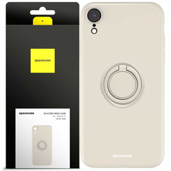 Etui Spacecase Silicone Ring do iPhone Xr kremowe