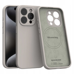 Etui Spacecase Silicone Mag do iPhone 15 Pro jasnoszare