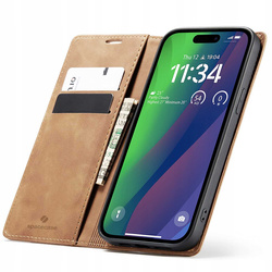 Etui z klapką Spacecase Wallet do iPhone 15 jasno brązowe