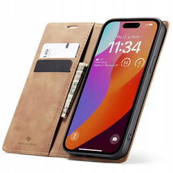 Etui z klapką Spacecase Wallet do iPhone 15 Pro Max jasno brązowe