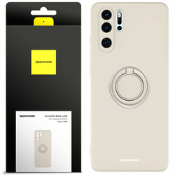 Etui Spacecase Silicone Ring do Huawei P30 Pro kremowe