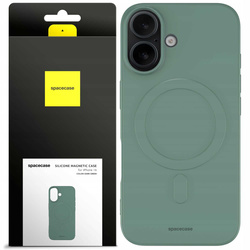 Etui Spacecase Silicone Magnetic do iPhone 16 ciemno zielone