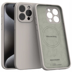 Etui Spacecase Silicone Mag do iPhone 15 Pro Max jasnoszare