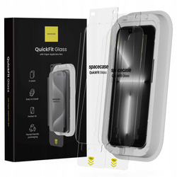 Szkło na ekran Spacecase QuickFit Glass do iPhone 13/13 Pro/14/16e - 2 sztuki