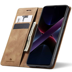 Etui z klapką Spacecase Wallet do Poco X7 Pro 5G jasno brązowe