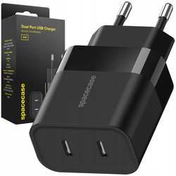 Ładowarka sieciowa Spacecase 20W 2x USB-C czarna